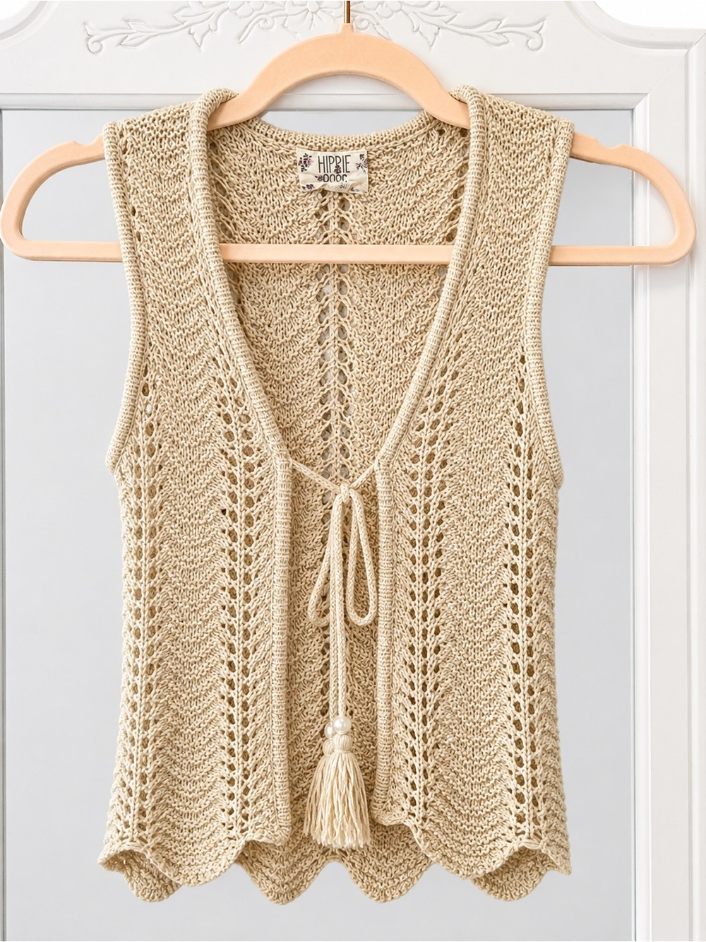 Hippie Rose Cream Knit Cropped Vest